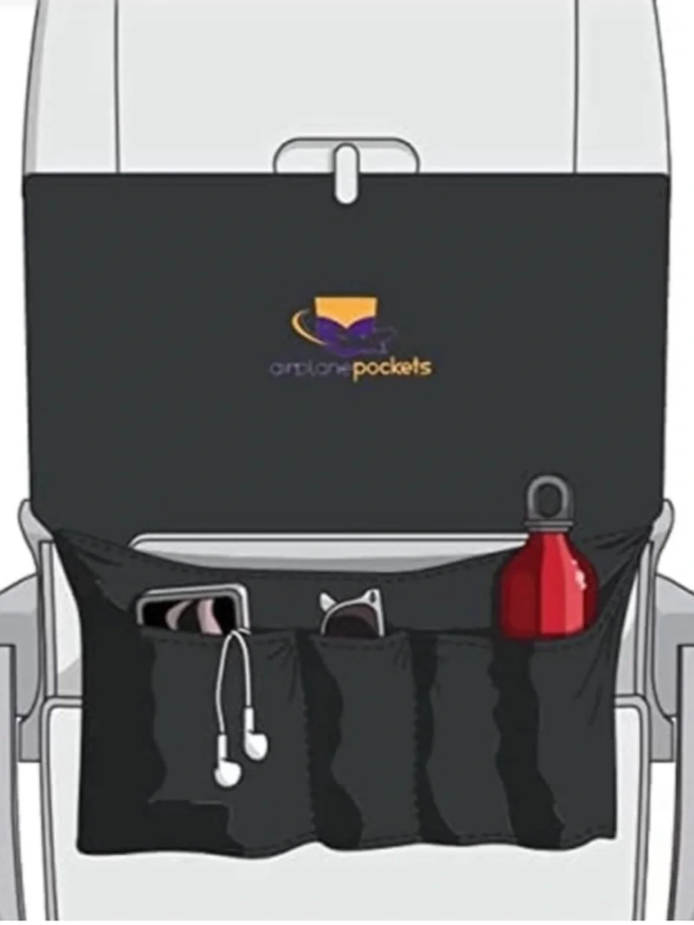 Airplane Pockets Sanitary Tray Table Cover with four pockets - Picture 2 of 6